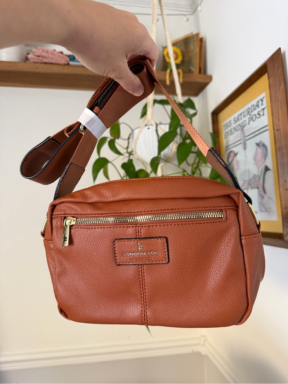London Fog Pebbled Leather Crossbody Bag - Rust and Wristlet Wallet
